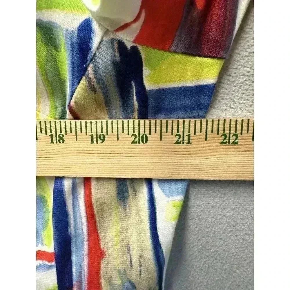Vintage ERIN LONDON Women's Sz XL Rainbow Water Color Open Front Cardigan Jacket